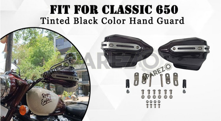 Fit For Royal Enfield Classic 650 Tinted Black Color Hand Guard - SPAREZO